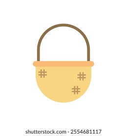 A basket flat icon, straw basket vector design, traditional basket handmade design, thanks giving icon design illustration. 