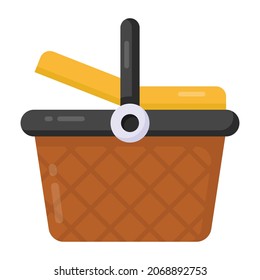 Basket in flat style icon, editable vector
