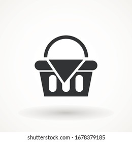 Icono vectorial plano de cesta negro. Vector plano de cesta. Icono de compra. Vector plano de mercado