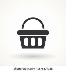 Basket flat vector icon black. Basket flat vector. Buy icon. Market flat vector