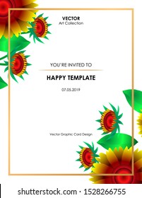 Basket Flower Card, Vector illustration design element