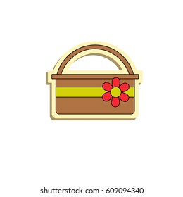Basket flower flat style illustration on a white background, logo, vector illustration.