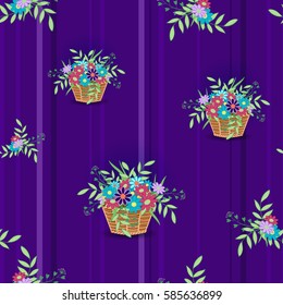 Basket with flowers blue