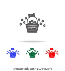 basket of flowers icons. Elements of wedding in multi colored icons. Premium quality graphic design icon. Simple icon for websites, web design, mobile app, info graphics