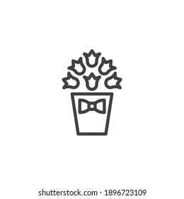 Icono de línea de cesta de flores. signo de estilo lineal para concepto móvil y diseño web. Icono vectorial de la canasta de flores. Símbolo, ilustración del logotipo. Gráficos vectoriales