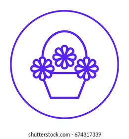 a basket with flowers line vector icon