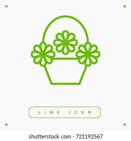 a basket with flowers line vector icon
