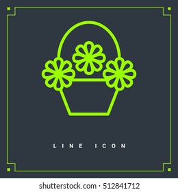 a basket with flowers  linear vector icon for websites and mobile minimalistic flat design.