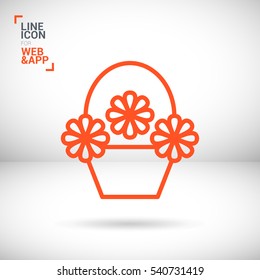 a basket with flowers  linear vector icon for websites and mobile minimalistic flat design.
