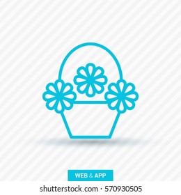 a basket with flowers  linear vector icon for websites and mobile minimalistic flat design.