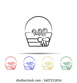 basket of flowers multi color style icon. Simple thin line, outline vector of wedding icons for ui and ux, website or mobile application