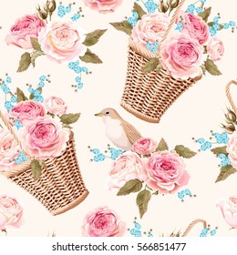 Cesta con flores sin fisuras