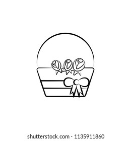 basket of flowers sketch illustration. Element of wedding icon for mobile concept and web apps. Sketch style basket of flowers icon can be used for web and mobile on white background