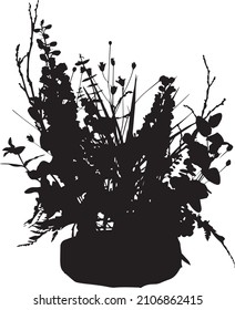 Basket flowers spring black silhouette icon