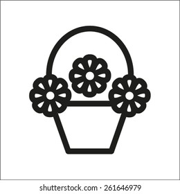 A Basket With Flowers Vector Icon