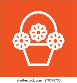 a basket with flowers vector icon