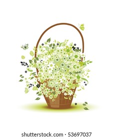 Basket with flowers for your design