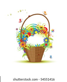 Basket with flowers for your design