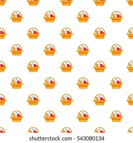 Basket of food for donations pattern. Cartoon illustration of basket of food for donations vector pattern for web