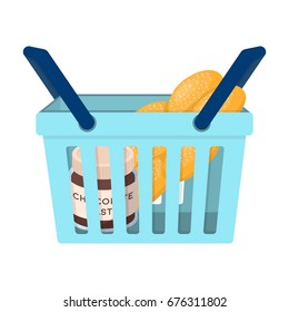 Basket with food. E-commerce single icon in cartoon style vector symbol stock illustration web.