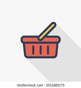 Basket of food, grocery shopping, special offer, vector flat line icon design