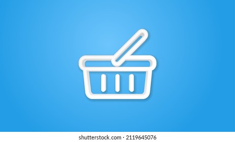 Basket of food, grocery shopping, special offer 3d line flat color icon. Realistic vector illustration. Pictogram isolated. Top view. Colorful transparent shadow design.