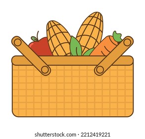 cesta con alimentos incluye un icono de maíz