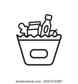 Basket of Food line icon. Grocery Basket with Food vector outline sign
