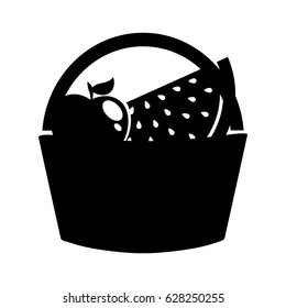 basket with fresh fruits icon