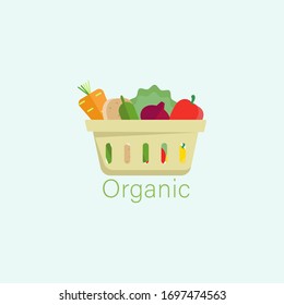 basket of fresh organic vegetables  
