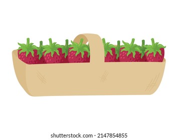 basket with fresh strawberries icon