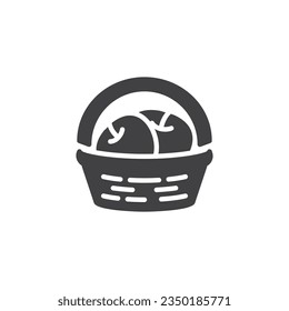 Basket with fruits apples vector icon. filled flat sign for mobile concept and web design. Harvest Basket glyph icon. Symbol, logo illustration. Vector graphics