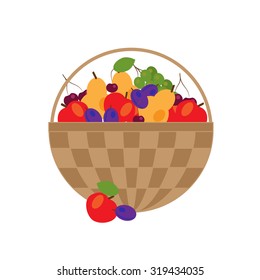  basket of fruits and berries. vector illustration