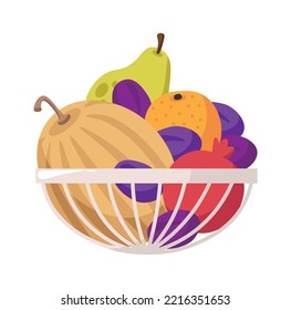 Basket with fruits Food icon. Vector illustration