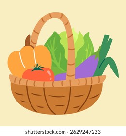 basket with fruits and vegetable