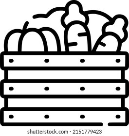 Basket of fruits and vegetables vector icon. Carrying basket full of groceries products. Eco friendly, Grocery store. EPS