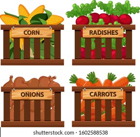 Basket full of different vegetables illustration