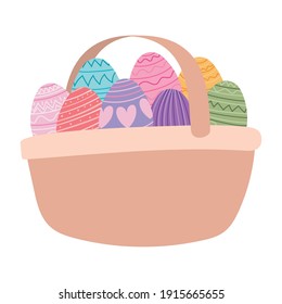 basket full of easter eggs vector illustration design