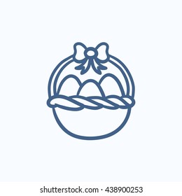 Basket full of easter eggs vector sketch icon isolated on background. Hand drawn Basket full of easter eggs icon. Basket full of easter eggs sketch icon for infographic, website or app.