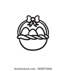 Basket full of easter eggs vector sketch icon isolated on background. Hand drawn Basket full of easter eggs icon. Basket full of easter eggs sketch icon for infographic, website or app.