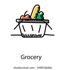 Cesta llena de verduras que denotan el ícono del doodle de la tienda 