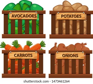 Basket full of vegetables on white background illustration