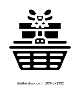 basket gift glyph icon vector. basket gift sign. isolated contour symbol black illustration