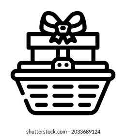 vector de icono de línea de regalo de cesta. signo de regalo de cesta. símbolo de contorno aislado ilustración negra
