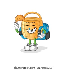 the basket goes to school vector. cartoon character