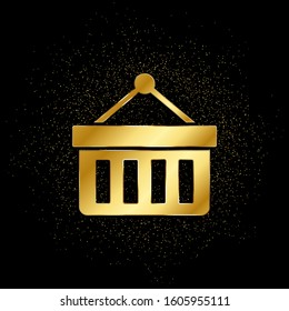 Basket gold, icon. Vector illustration of golden particle