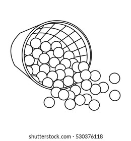 Basket with golf balls icon in outline style isolated on white background. Golf club symbol vector illustration.