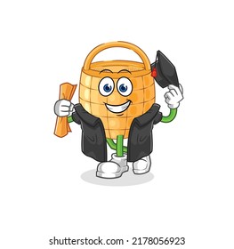 the basket graduation vector. cartoon character