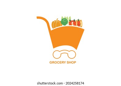 basket grocery logo design vector template