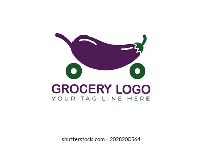 basket grocery logo design vector template online shop